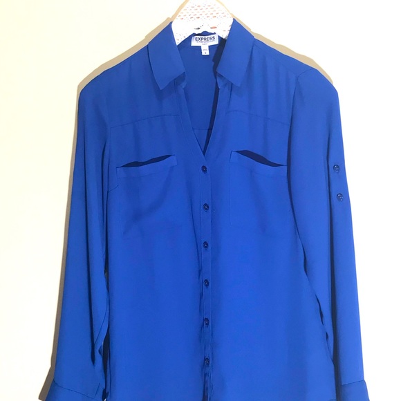 Express Tops - Express portofino shirt, royal blue, lightweight, perfect for Spring.